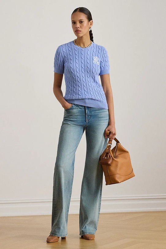 Odzież Lauren Ralph Lauren sweter bawełniany 200P07025 granatowy