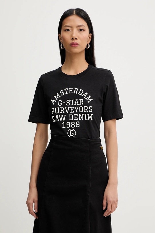 G-Star t-shirt bawełniany nadruk czarny D27104.336