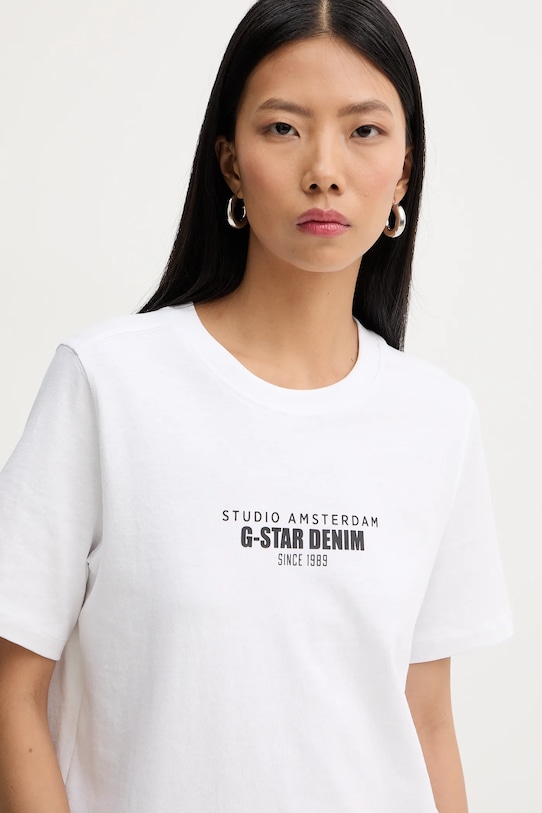 G-Star t-shirt bawełniany biały D27976.C336