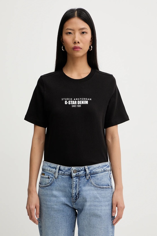 G-Star t-shirt bawełniany nadruk czarny D27976.C336