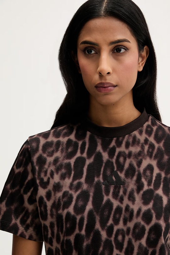 adidas t-shirt bawełniany Essentials brązowy JZ0200