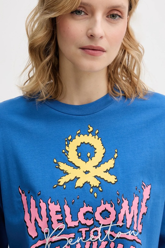 United Colors of Benetton t-shirt bawełniany x Stranger Things niebieski 3BL0D10BC