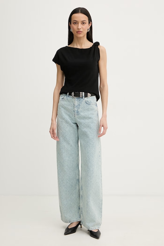 Pinko t-shirt damski bawełniany z elastanem 106373.A35D czarny SS26