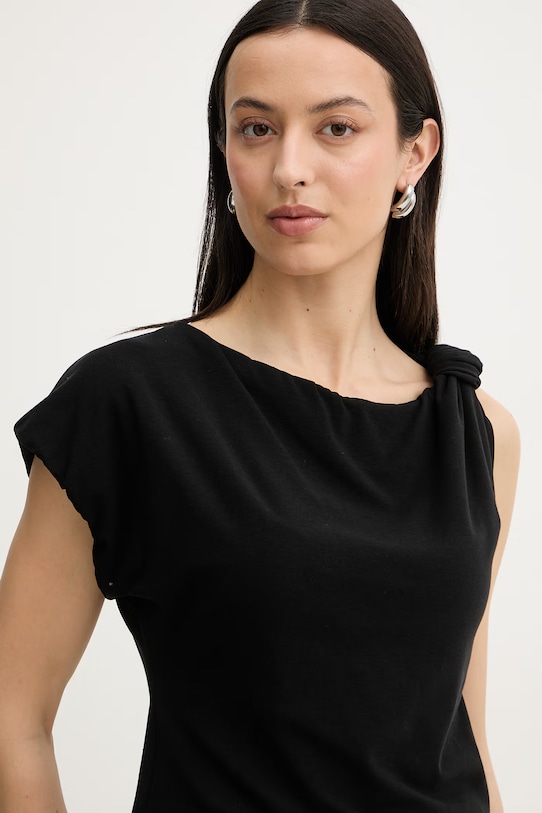 Pinko t-shirt damski bawełniany z elastanem czarny 106373.A35D