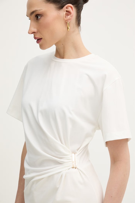 Pinko t-shirt damski bawełniany z elastanem beżowy 106455.A35D