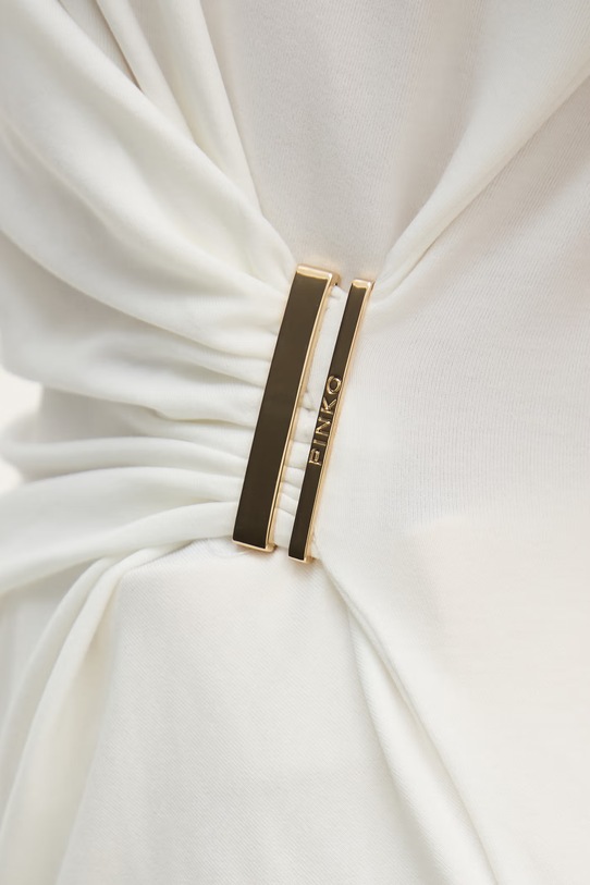 Pinko t-shirt damski bawełniany z elastanem 106455.A35D beżowy