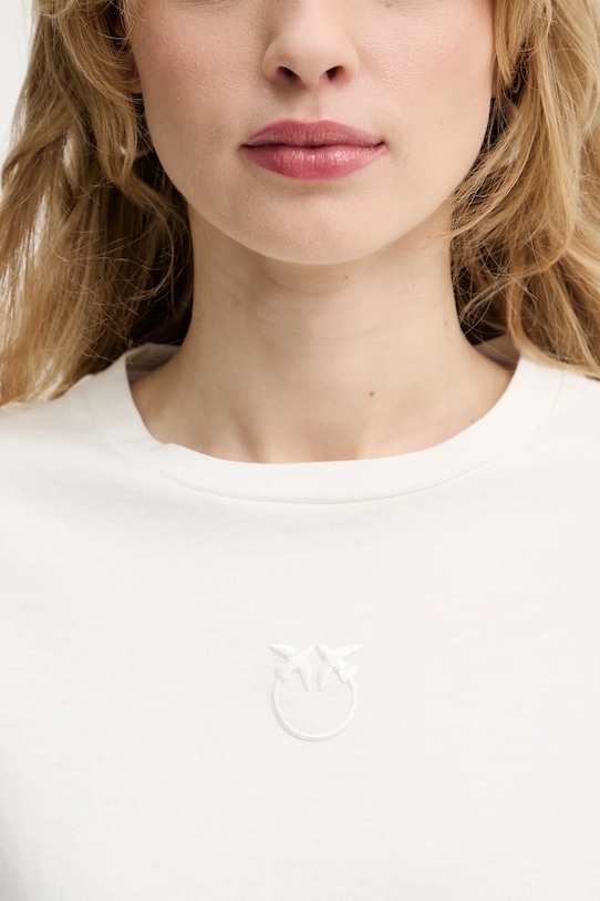 Pinko t-shirt bawełniany 100355.A339 beżowy