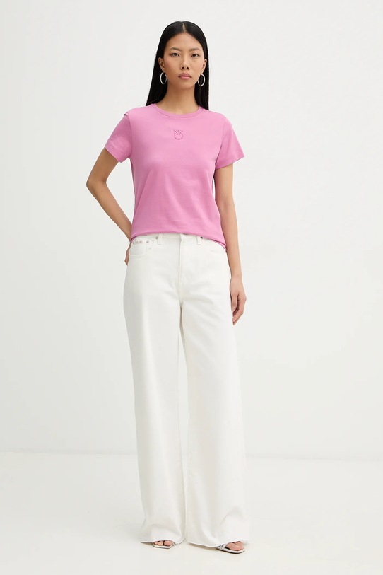 Βαμβακερό μπλουζάκι Pinko 100355.A339 ροζ SS26