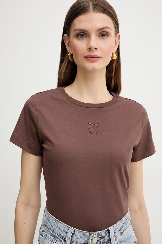 Pinko t-shirt bawełniany brązowy 100355.A339