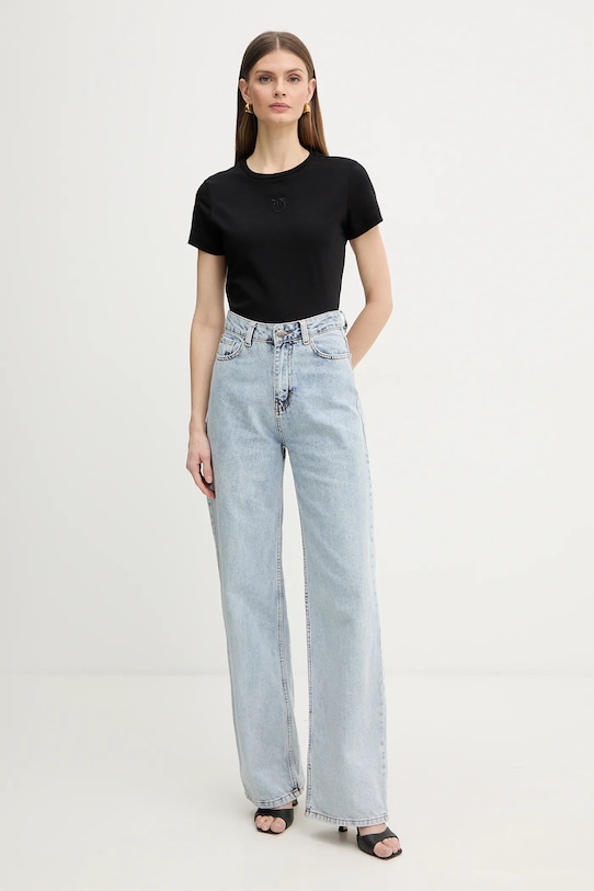 Pinko t-shirt bawełniany 100355.A339 czarny SS26