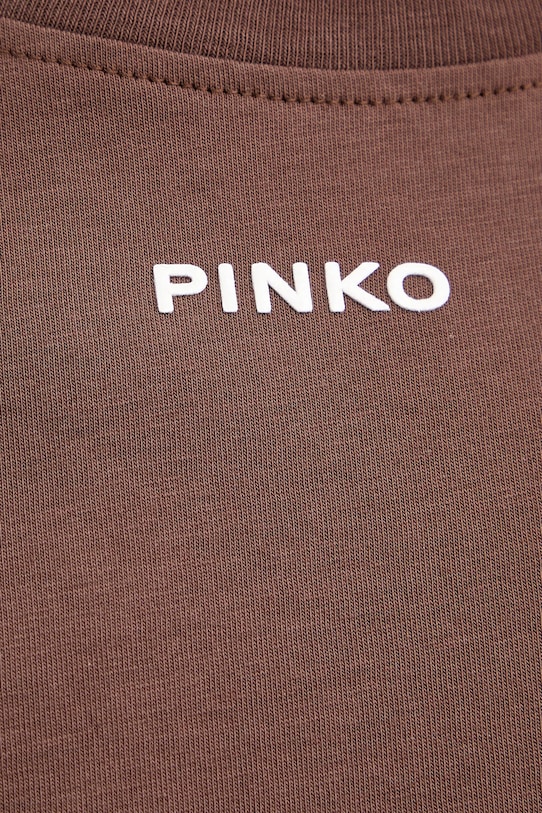 Βαμβακερό μπλουζάκι Pinko 100373.A34F καφέ