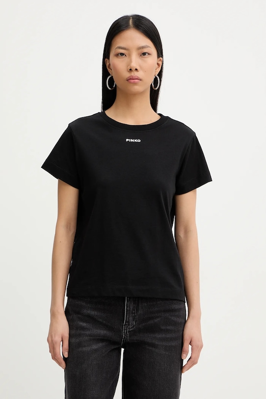 Bavlněné tričko Pinko hladký černá 100373.A34F