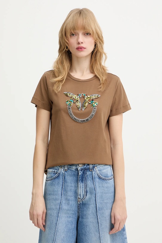 Βαμβακερό μπλουζάκι Pinko βαμβάκι καφέ 100535.A33F