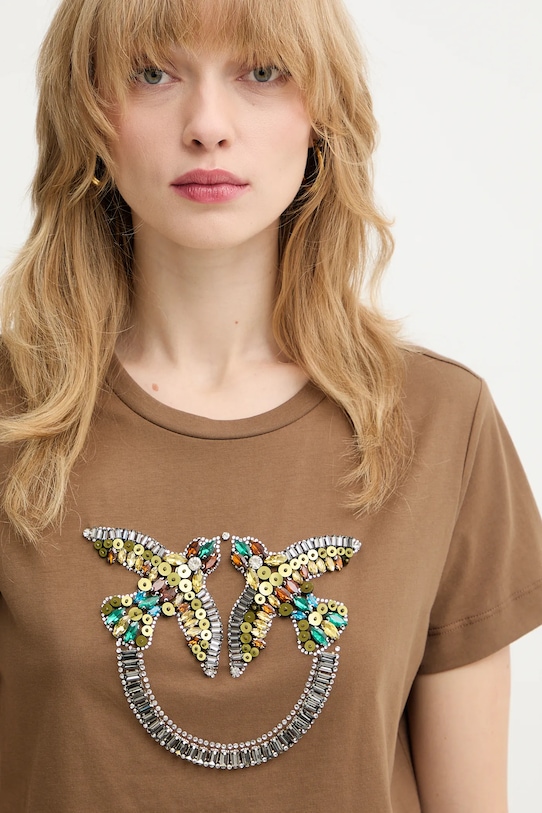 Βαμβακερό μπλουζάκι Pinko καφέ 100535.A33F