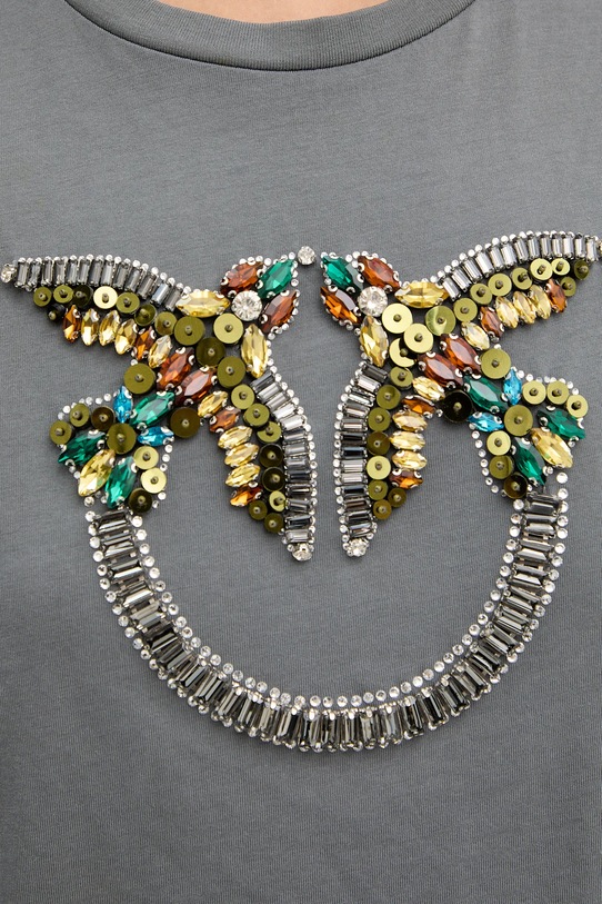 Βαμβακερό μπλουζάκι Pinko 100535.A33F γκρί