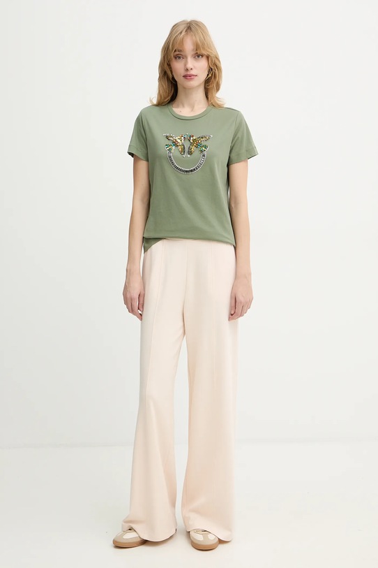 Βαμβακερό μπλουζάκι Pinko 100535.A33F πράσινο SS26