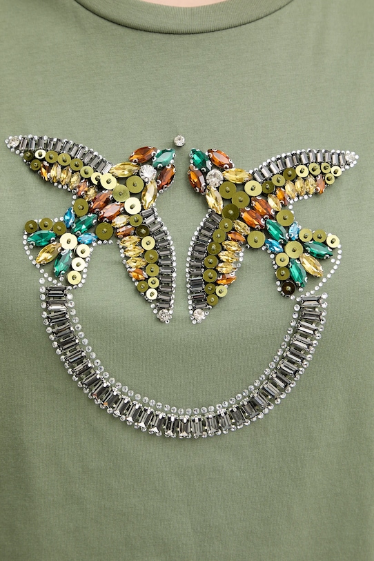 Βαμβακερό μπλουζάκι Pinko 100535.A33F πράσινο