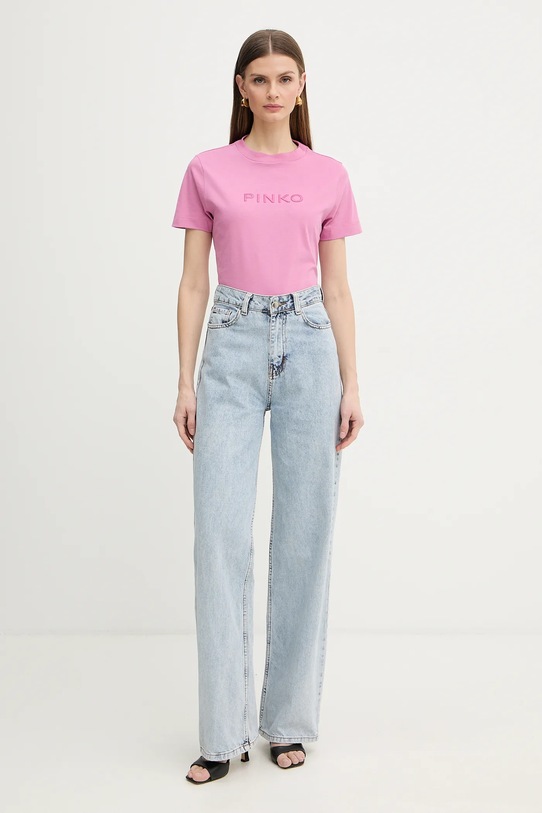 Pinko t-shirt bawełniany 101752.A339 różowy SS26
