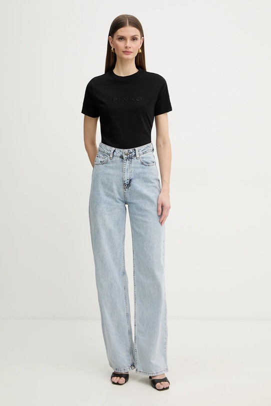 Pinko t-shirt bawełniany 101752.A339 czarny SS26