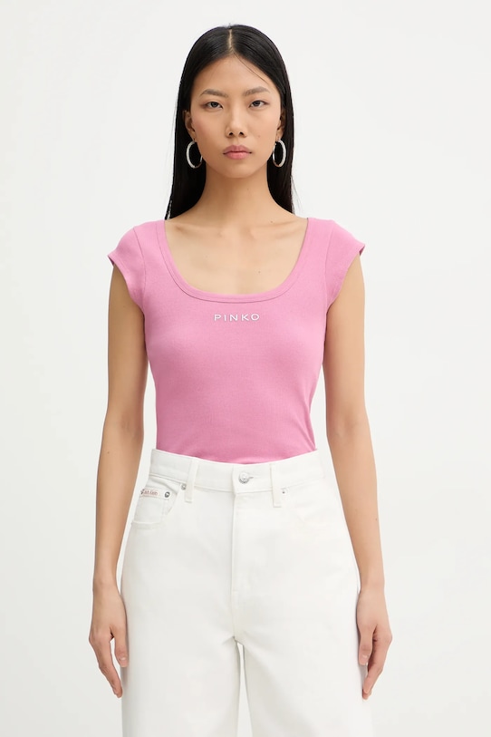 Pinko top z elastanem różowy 105511.A338