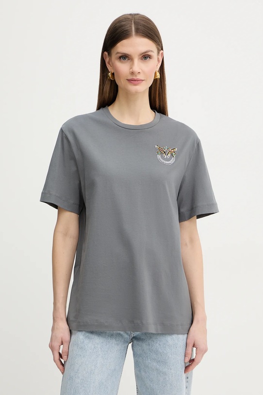 Pinko t-shirt bawełniany regular szary 105526.A33F