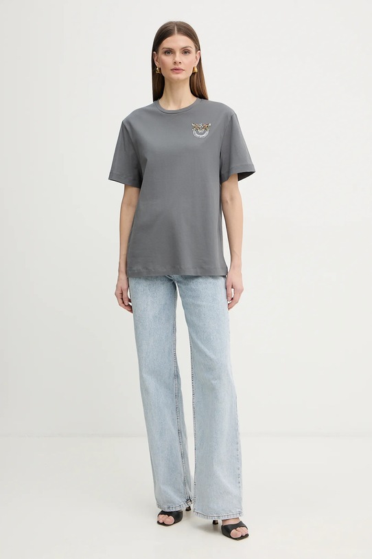 Pinko t-shirt bawełniany 105526.A33F szary SS26