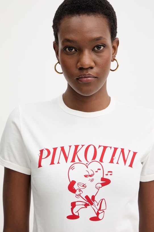 Bavlněné tričko Pinko béžová 105728.A33P