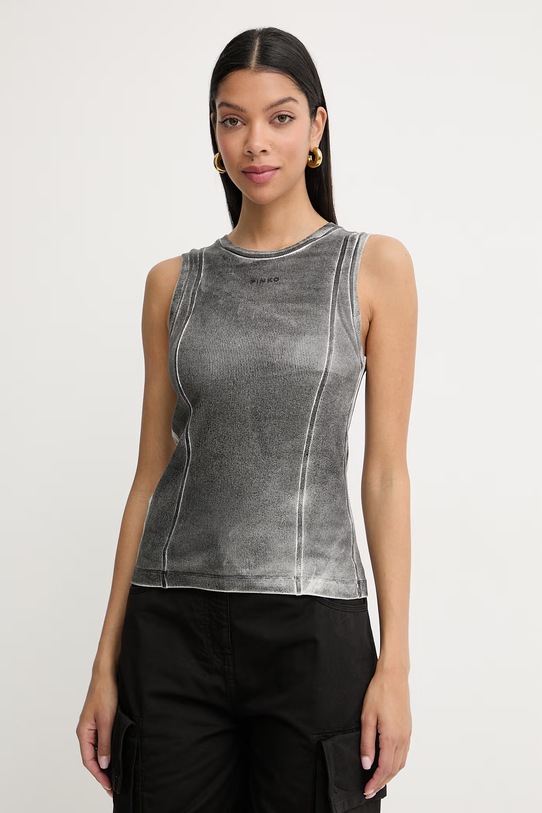 Pinko top dámsky s bavlnou sivá 106545.A37I