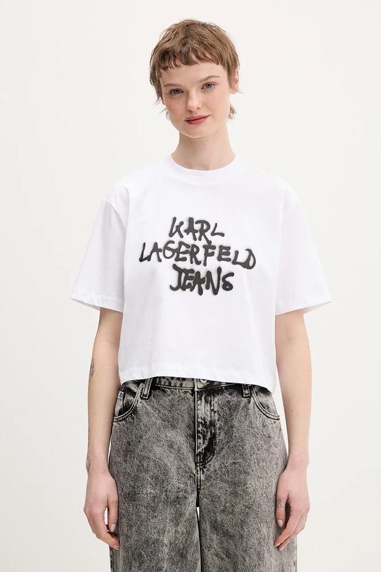 Karl Lagerfeld Jeans t-shirt bawełniany nadruk biały B1W17054