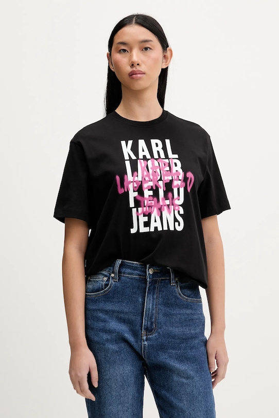 Karl Lagerfeld Jeans t-shirt bawełniany nadruk czarny B1W17057