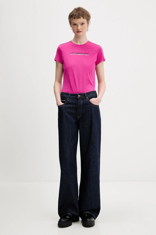 Karl Lagerfeld Jeans t-shirt bawełniany B1W17053 różowy SS26