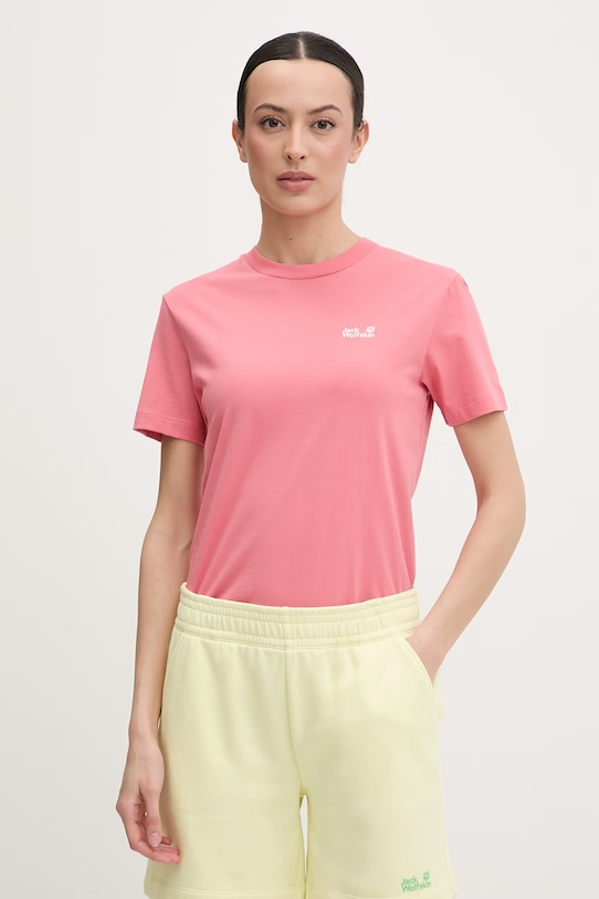 Jack Wolfskin t-shirt damski bawełniany Essential różowy A65757