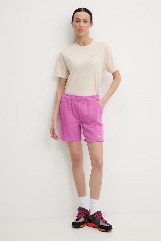 Jack Wolfskin t-shirt damski bawełniany Celebrate The Paw A65916 beżowy SS26