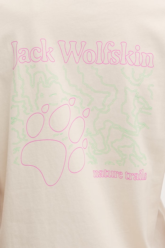 Jack Wolfskin t-shirt damski bawełniany Celebrate The Paw A65916 beżowy