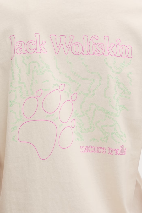 Jack Wolfskin t-shirt damski bawełniany Celebrate The Paw A65916 beżowy