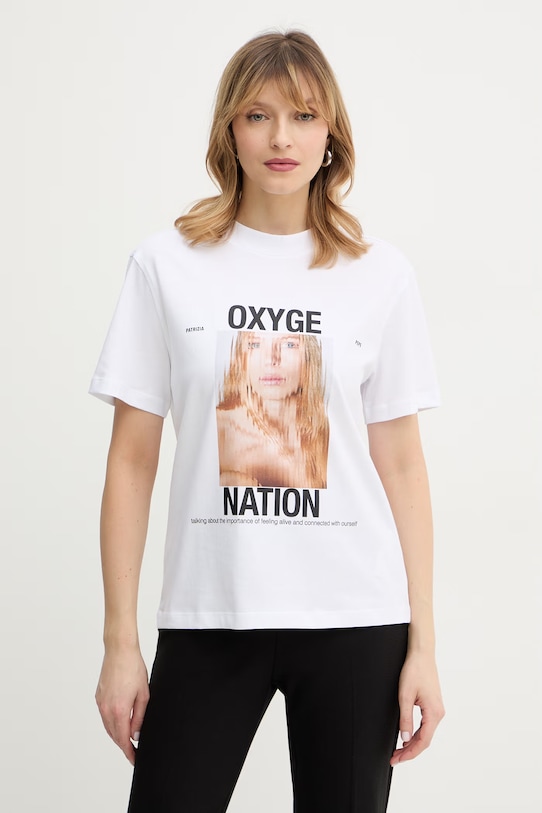 Patrizia Pepe t-shirt bawełniany nadruk biały 8M1786.J384