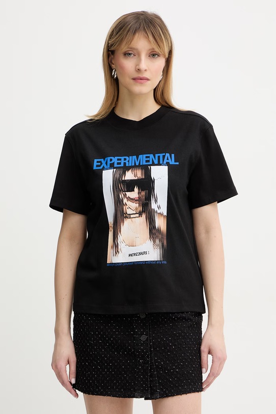 Patrizia Pepe t-shirt bawełniany nadruk czarny 8M1786.J384