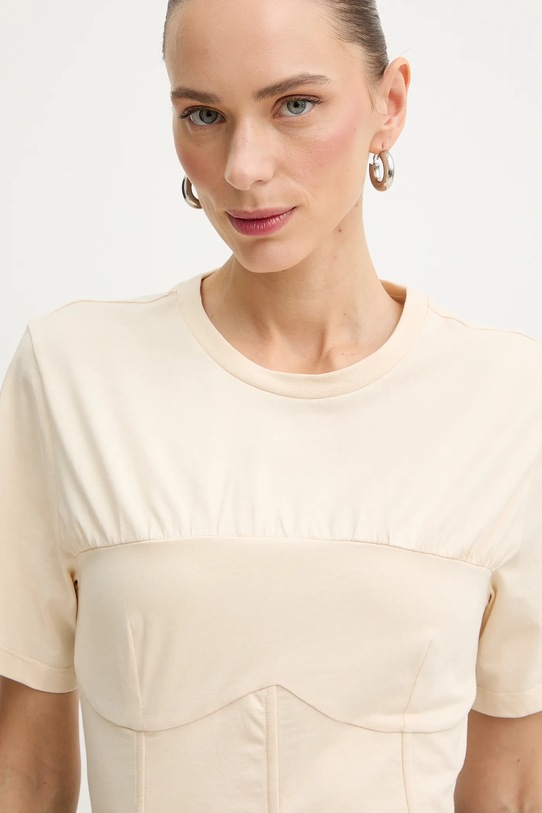 Patrizia Pepe t-shirt bawełniany beżowy 8M1803.J387