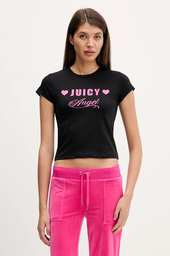Juicy Couture t-shirt Angel z elastanem czarny JCNCT126461