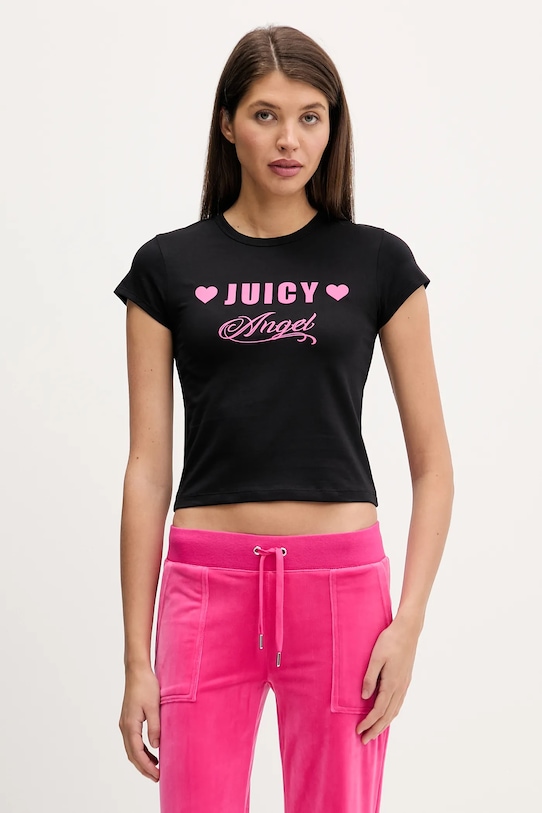 Juicy Couture t-shirt Angel z elastanem czarny JCNCT126461