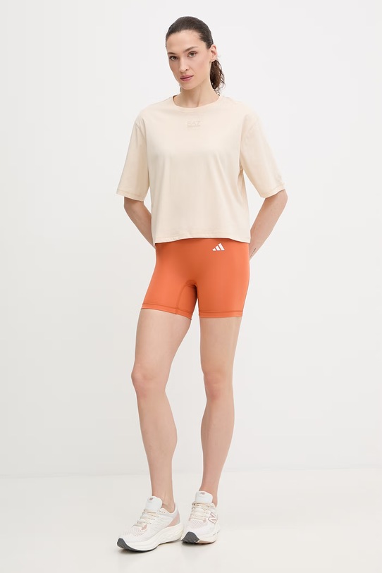 Βαμβακερό μπλουζάκι EA7 Emporio Armani AF21060.7W000926 μπεζ SS26