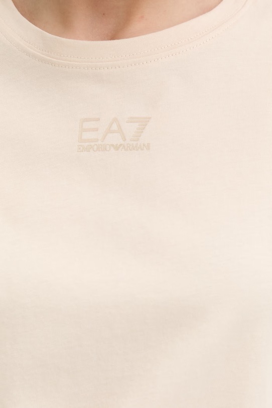 Βαμβακερό μπλουζάκι EA7 Emporio Armani AF21060.7W000926 μπεζ