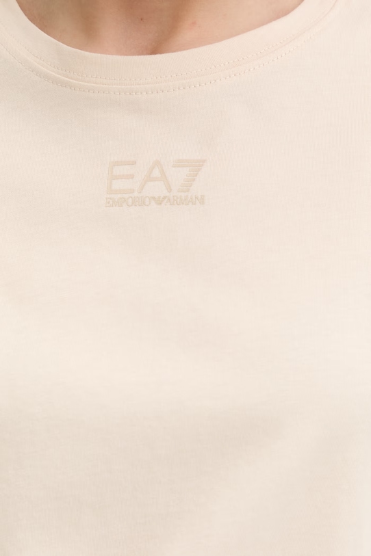 Βαμβακερό μπλουζάκι EA7 Emporio Armani AF21060.7W000926 μπεζ