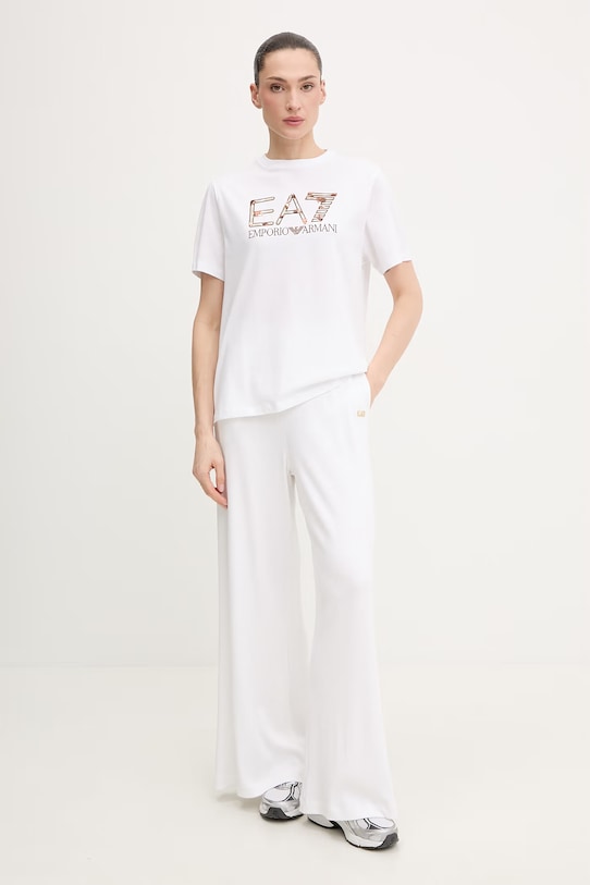 Βαμβακερό μπλουζάκι EA7 Emporio Armani AF21636.7W001096 λευκό SS26