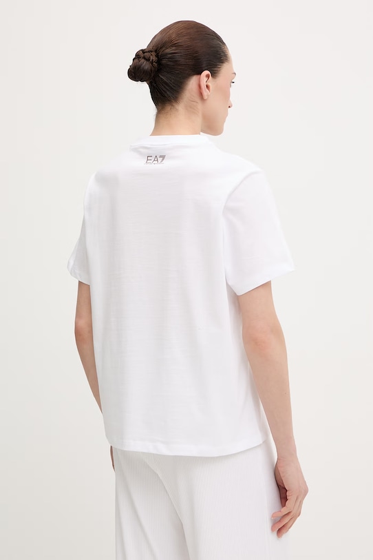 Ρούχα Βαμβακερό μπλουζάκι EA7 Emporio Armani AF21636.7W001096 λευκό