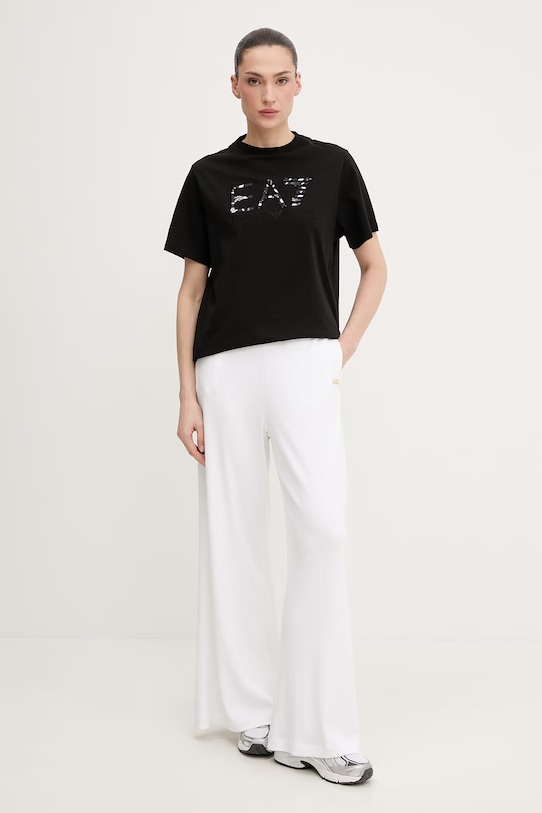 Βαμβακερό μπλουζάκι EA7 Emporio Armani AF21636.7W001096 μαύρο SS26