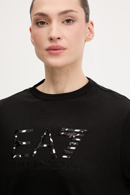 Βαμβακερό μπλουζάκι EA7 Emporio Armani μαύρο AF21636.7W001096