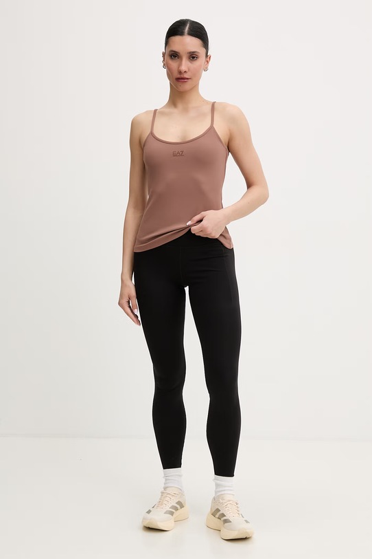 EA7 Emporio Armani top treningowy damski AF21585.7W000922 brązowy SS26