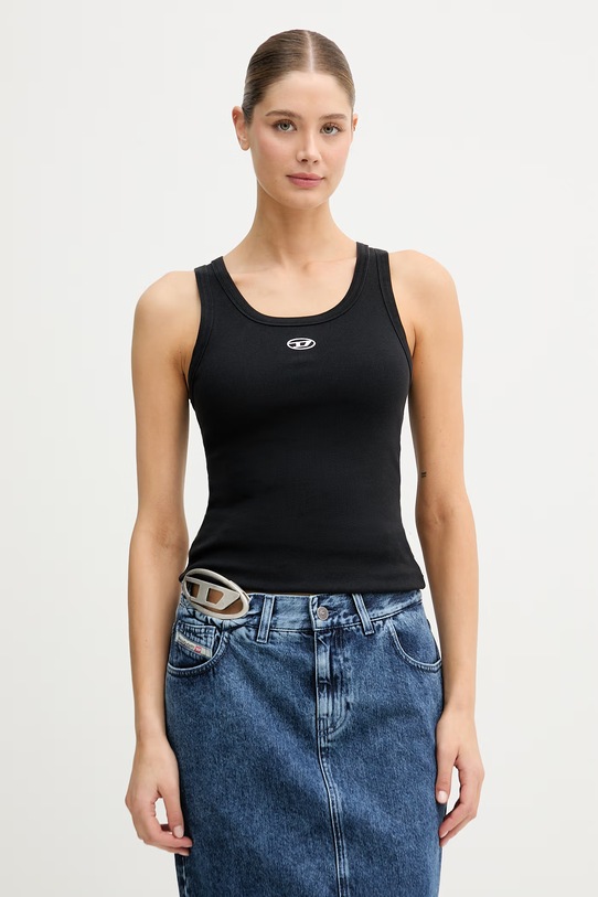 Diesel top damski bawełniany z elastanem T-ANKI-OD czarny A19908.0JMBA
