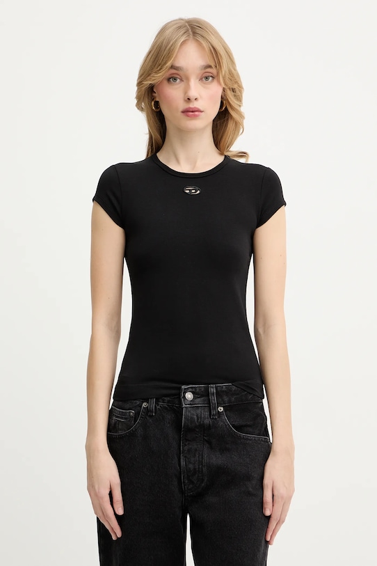 Diesel t-shirt T-ANGIE-OD z elastanem czarny A19912.0AFAA